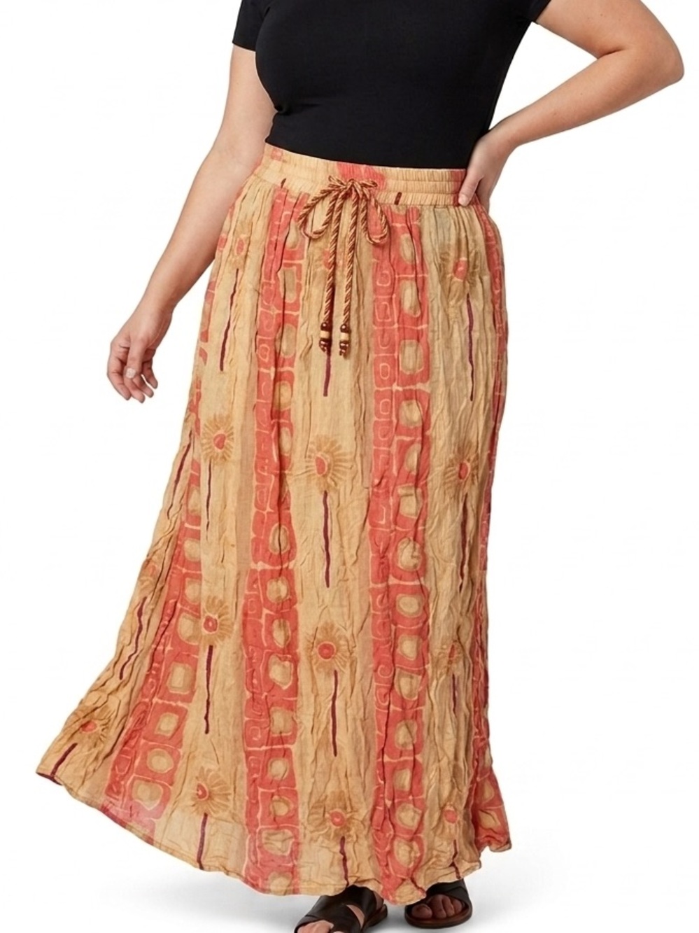 PAPA VANCOUVER Flowy Boho Maxi Crinkle Skirt Style Hippy Bohemian Size 3X
